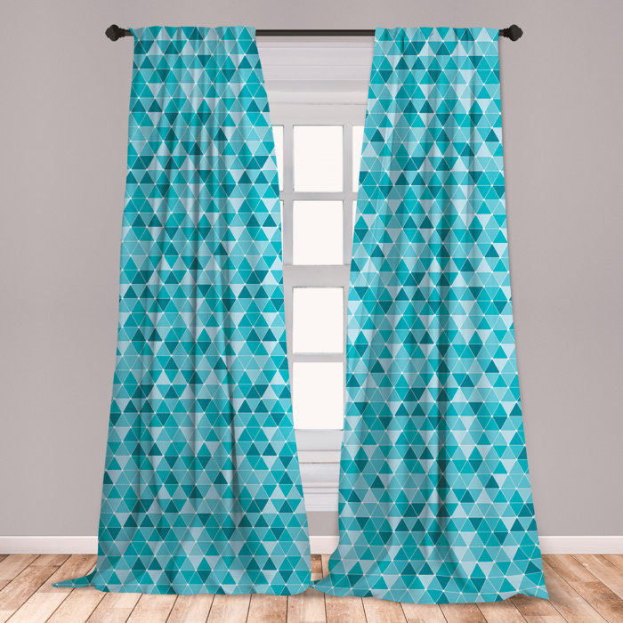 East Urban Home Ambesonne Blue Curtains, Geometric Pattern With